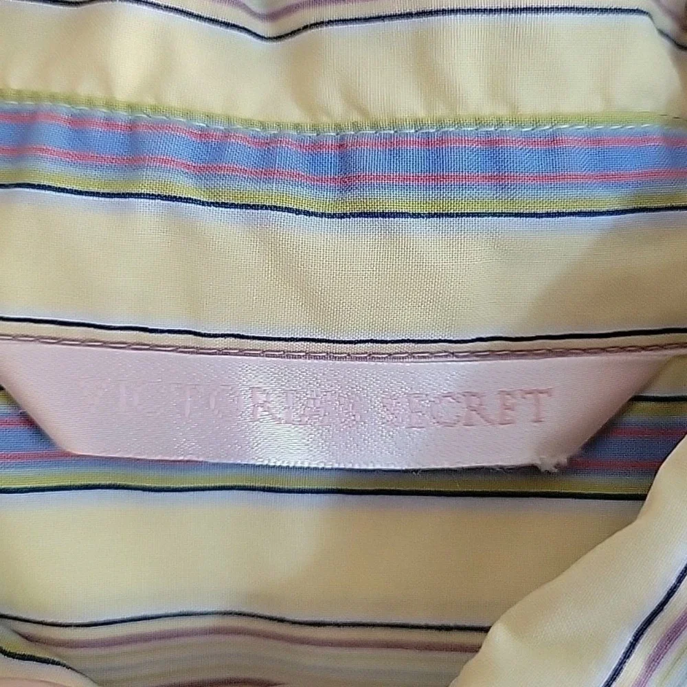 Victoria‎ Secret Pajama Sleep Shirt Large Cotton Striped Casual Lounge Preppy